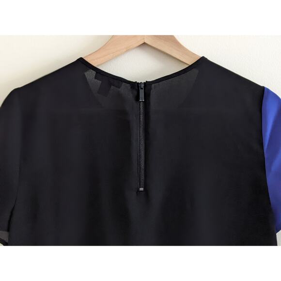 Vince Camuto Size Small Colorblock Blouse Shirt Black Blue Green White Zipper - Picture 6 of 7